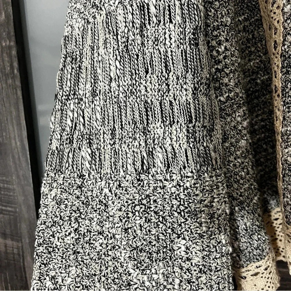 Mary McFadden Tweed Open Front Cardigan Lace Trim & Fringe Details Women's L - Picture 5 of 10